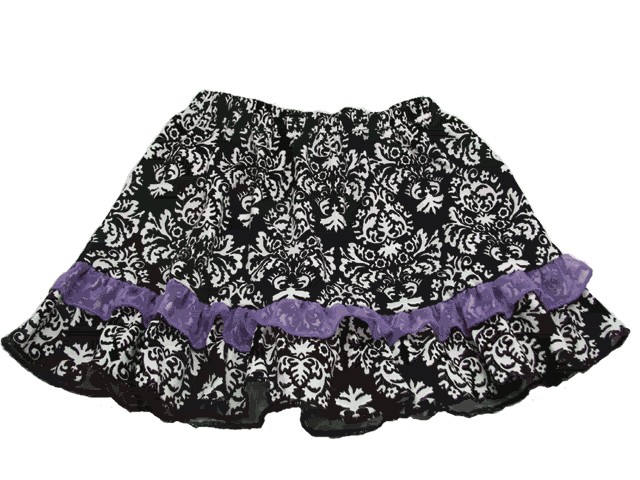 Black Damask Tutu with Purple Trim